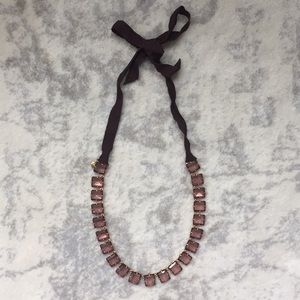 Jcrew crystal statement necklace with ribbon tie